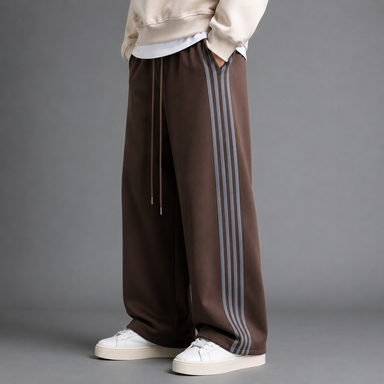 Wide Leg Stripe Track Pants